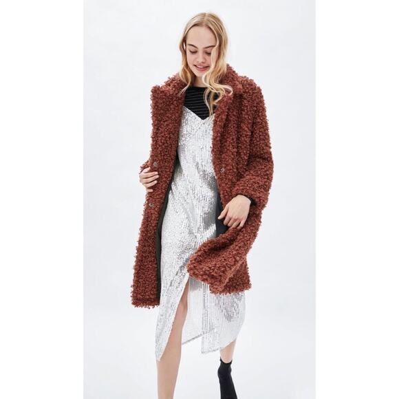 Zara Hooded Teddy Longline Coat - Picture 5 of 8